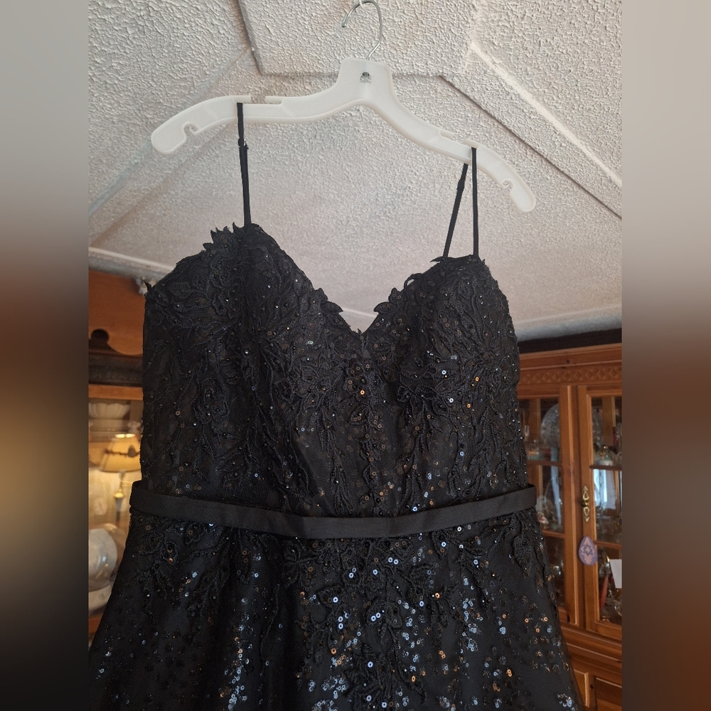 Jules & Cleo Black Sequin A-Line Evening Gown - Picture 3 of 11